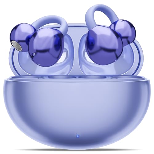 Feelhap Auriculares Inalámbricos Bluetooth 5.4,Auriculares Conducción Ósea,Auriculares Inalámbricos Deportivos con Diseño Abierto,Ultraligero 4,3g Cascos Inalámbricos Bluetooth Deporte (Púrpura)