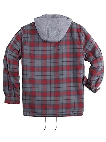 Image of COEVALS CLUB Men's Flannel Shacket Casual Button Snap Sherpa Quilted Lined Premium Jacket Shirts