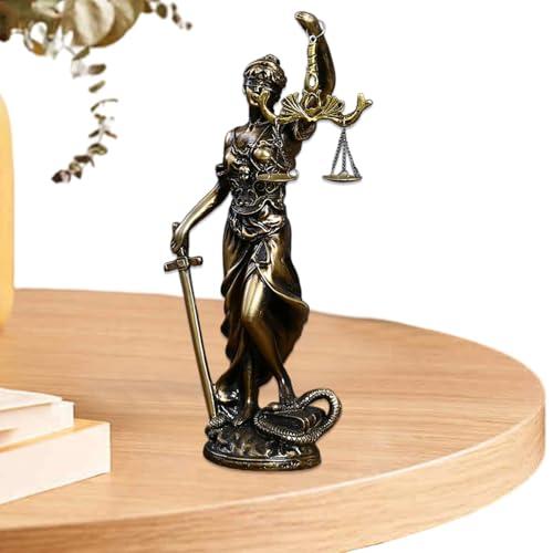 Figurine Lady Justice – Statue de déesse en résine, ornement de bureau de cabinet d'avocats, décor de balance de justice | Design inspiré de la mythologie grecque représentant l'équité, élégant écran