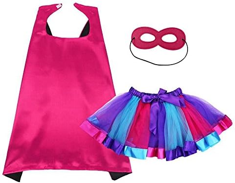 Kids Superhero Cape and Mask Tutu Skirt for Girls Dress Up Party Costume