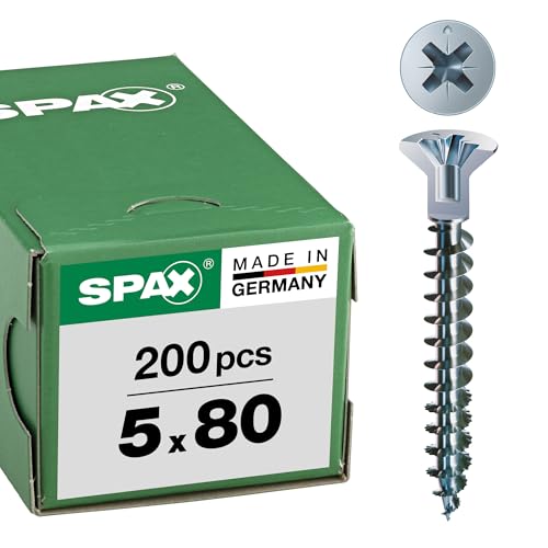 SPAX Vis universelle WIROX 5x80 mm cruciforme Z2 tête fraisée pour bois lot de 200 pièces