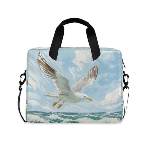 Sacoche ordinateur 15,6 pouces avec bandoulière motif mouette