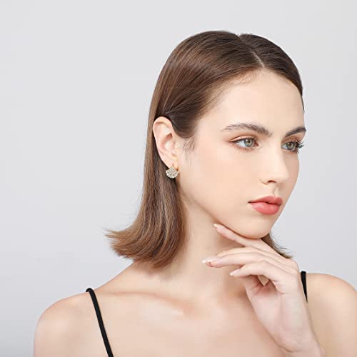 Frwiskp Gold Stud Earings, 18K Gold Plated 925 Sterling Silver posts, AAAAA Cubic Zirconia, Hypoallergenic for sensitive skin; Trendy Jewelry, Gifts for women, Yellow Gold, Cubic Zirconia Pearl - Image 6