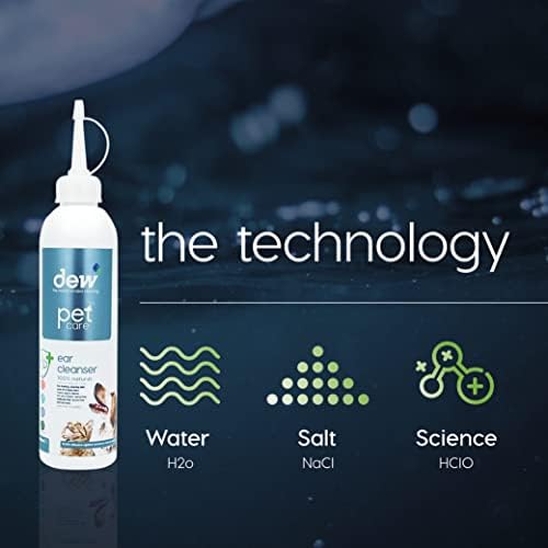 DEW Pet Ear Care 250ml: 100% Natural Dog Ear Cleaner Solution | Antibacterial Drops for Treatment of Dogs & Cat Ear Itching, Wax, Odour & Dirt | Fast Acting Aural Wash Prevents Infection