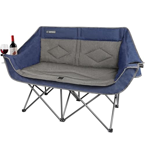 Oversized Double Camping Chair-Heavy Duty 2 Person Folding Loveseat Camp Couch for Adults