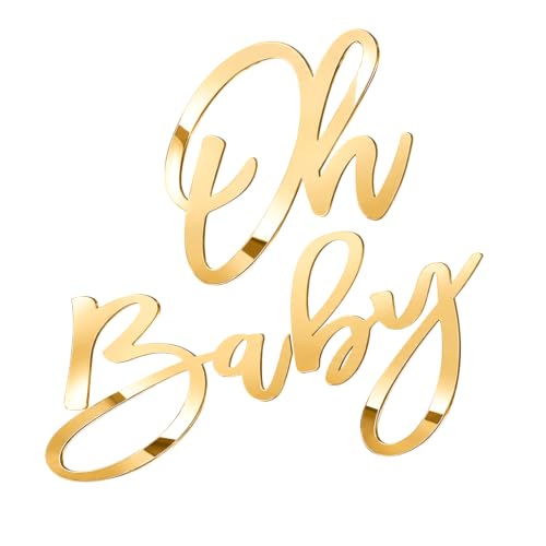 Image of Acrylic Oh Baby Sign for Baby Shower Backdrop, Gold