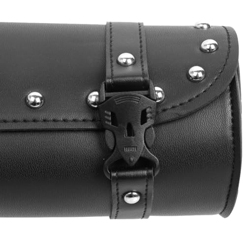 Bolso alforja para horquilla de motocicleta de cuero PU, universal, impermeable y resistente, negro miniatura 7
