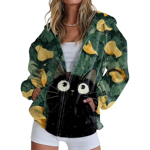 Biacolum Womens Sweatshirts Unique Cute Graphic Print Full Zipper Hooded