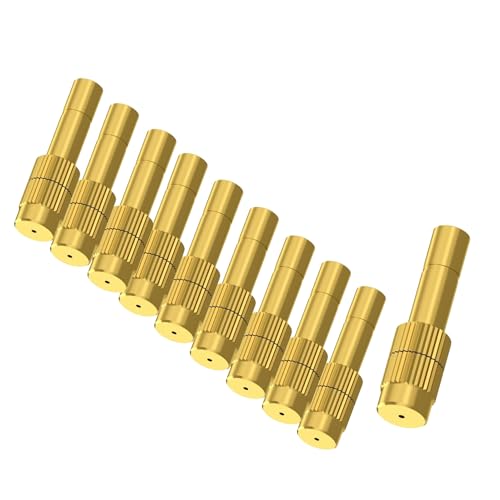 Image of skyblue Brass Misting Nozzle 1 mm Orifice 6mm Stem Size Water Sprayer Fogging Cleanable Anti-drips Ideal for Misting Lawn Gardens Greenhouse Air Cooling System 10 Nozzles