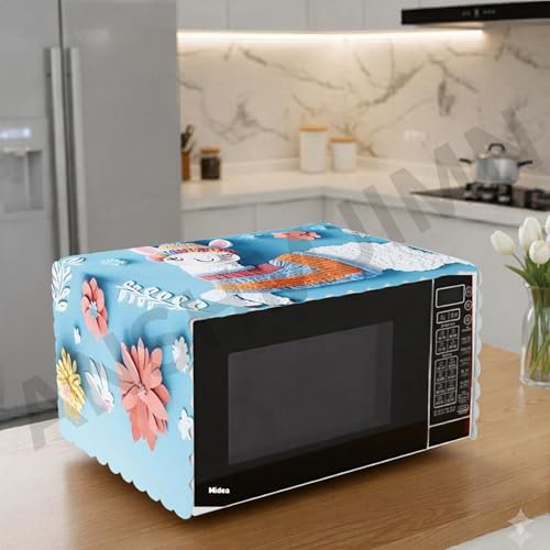 Image of Printed Microwave Oven Cover | Dustproof Waterproof Non-Slip Fabric Cover | Kitchen Decorative Appliance Protector | Kitchen Appliance Cover. (Horse)