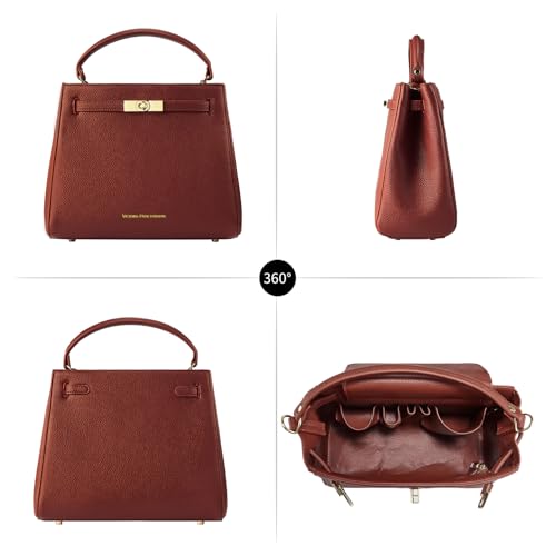 Damen Handtasche PU Leder Henkeltaschen Elegant Taschen Große Schultertasche Damen Tote Shopper mit Mehreren Fächern für Arbeit Schule Reisen – Bild 4