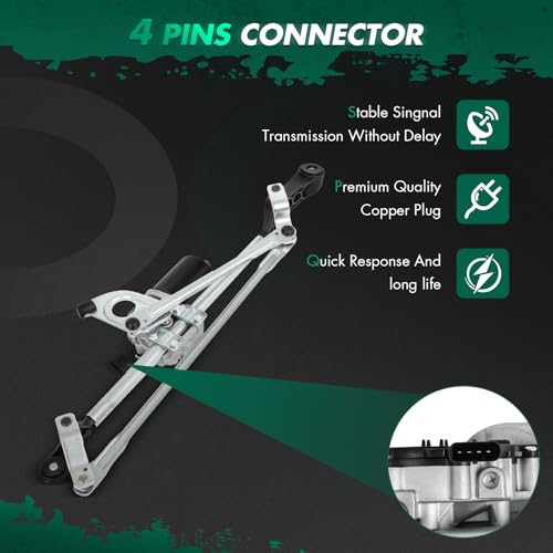 Image of SCITOO Windshield Wiper Motor Compatible for BMW for 430i | Direct fit for 2017-2021 For BMW For 430i|Replaces OE 61617260488|4 Pins|Fit for Front Wiper Motor With Linkage Assy