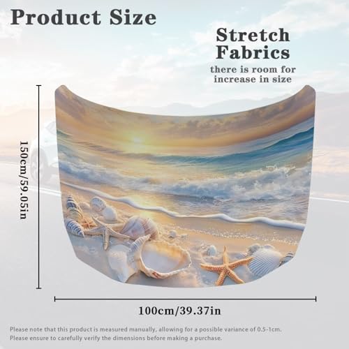 Image of Starfish Car Hood Cover Polyester Elastic Fabrics Washable Suitable for Large SUV and Pickup Trucks 39x59in