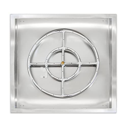Bluegrass Living BFP24SK Stainless Steel Drop-in Burner Pan for Liquid Propane Fire Pits, 24 Inch, Square - Complete Kit, Durable Construction, Easy Installation