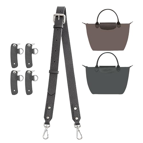 Image of 4 Buckles Purse Strap Replacement Compatible with Longchamp S /M Bag, Anti-Slip Leather Bag Straps Conversion Kit, Handbags Crossbody Shoulder Strap Adjustable for Women(Graphite Gray)