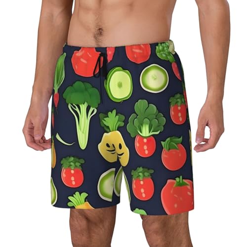 Cartoon Vegetable Fruit Print Men Stylish Functionality Swim Trunks Breathable Beach Shorts Surfing Gym Fishing2