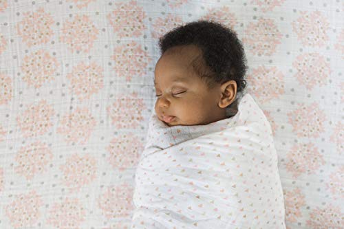 Image of SwaddleDesigns Softest Cotton Muslin Fitted Crib Sheet, Toddler Sheet for Boys & Girls, Fits Standard Crib Mattress (28 x 52 inches), Pink Heavenly Floral