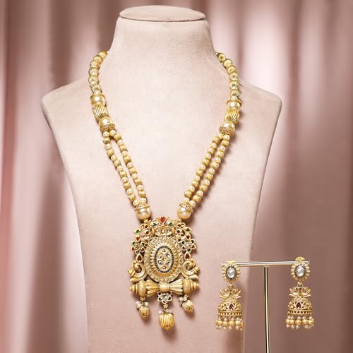 Image of Rubans Necklace Set Gold Plated Traditional Jewellery Gift for Women & Girls