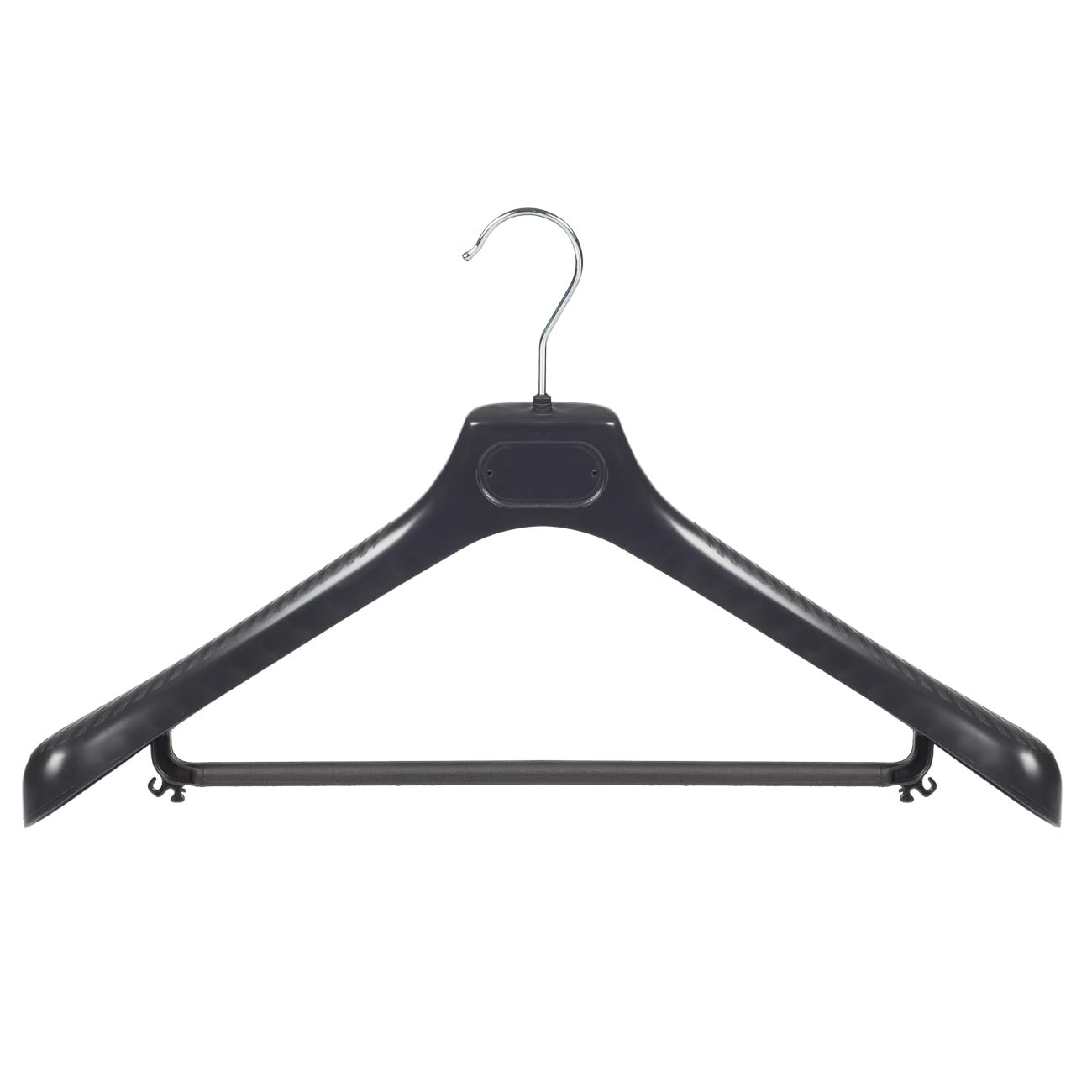 Grucce, Appendiabiti, Cappotto, Costume, Set di 10 pezzi, Plastica, Nero, Barra, Spalline Larghe, Giacca, Gancio girevole a 360°, 48 cm (LS48/B_00/10)