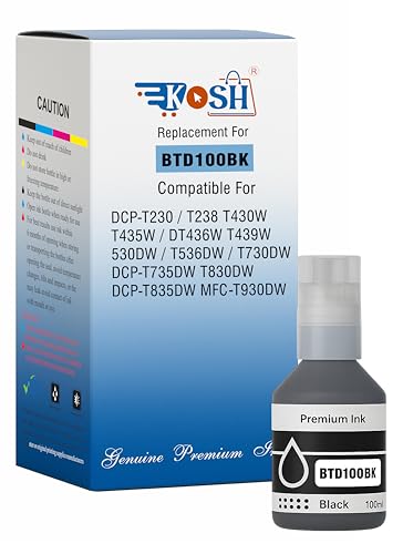Image of KOSH BTD100 Refill Ink Compatible with Brother DCP-T236, DCP-T230, DCP-T436W, DCP-T430W, DCP-T535DW, DCP-T530DW, DCP-T730DW, DCP-T830DW, MFC-T930DW Printers