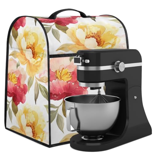 Coffee Maker Cover Watercolor Flower Yellow Kitchen Appliance Covers Small Appliance Covers Blender Cover Juicer Cover Dust Covers for Kitchen Appliances with Top Handle and Pockets,Washable,B519