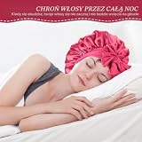 ACWOO Satynowy czepek z miękkiego jedwabnego czepka do spania, czepek do spania na noc z elastyczną opaską, czepek do włosów, do kąpieli, do pielęgnacji włosów, czapka dla kobiet, dziewcząt, długie