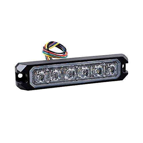 Astra Depot 30W IP68 6-LED Emergency Warning SYNC Strobe Light Surface Mount Car Truck 12V-24V (1pc, White & Amber)