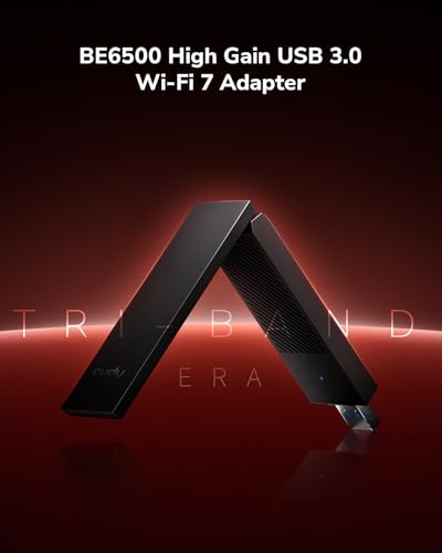 Image of Cudy BE6500 Tri-Band Wi-Fi 7 Wireless USB 3.0 Adapter WU6500 WiFi Adapter for Desktop PC, Supports Windows 11 /10, High Gain Antennas, 6GHz, 4K-QAM, 160MHz, WPA3