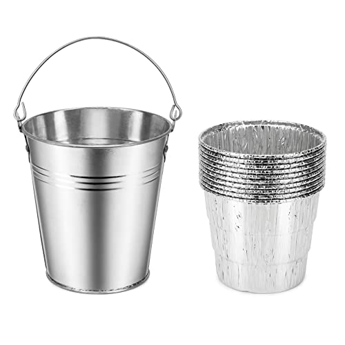 Stanbroil Grill Grease Bucket for Traeger/Pit Boss Outdoor BBQ, 10-Pack with Heat-Resistant Liners, Silver by Stanbroil - Used condition - US$14.56