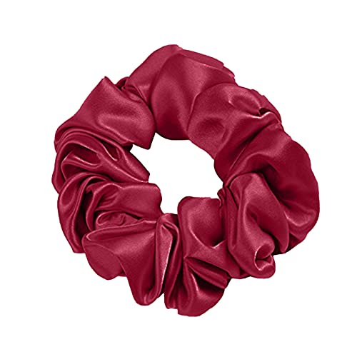 MTSNOO Silk Scrunchies for Hair Sleep 100% Pure 22 Momme Mulberry Silk Scrunchies for Curly Hair with Elastic Band 1 Pack Silk Hair Ties Ropes Scrunchies Set for Women Girls