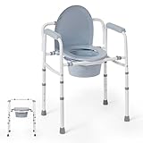 Careboda Sedia portatile per anziani con sedile extra largo, WC, 5 altezze regolabili, 158,8 kg supporto, secchio 7,5 qt
