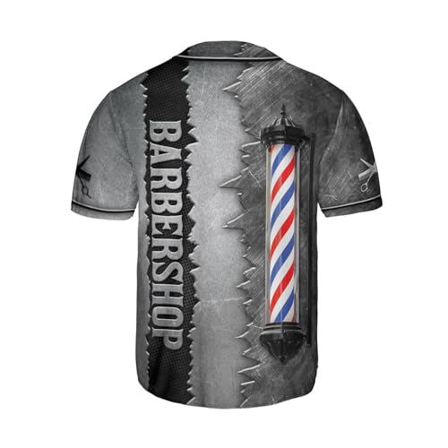 Custom Barbershop Baseball Jersey for Men – Personalized Barber Smock Shirt, Camisas Profesionales Chaqueta Hair Stylist miniatura 4