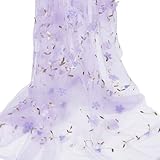 CABODYALS Tela de Tul Bordada con Flores 172D Moradas de 3cm, Malla Transparente Vintage, Gasa de Poliéster Transpirable con Diseño Floral para Coser, Decorar el Hogar, Bodas, Accesorios de Ropa Y Ma