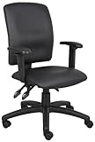 Boss Office Products B3046 Multi-Function LeatherPlus Task Chair Adjustable Arms in Black