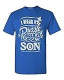 shop4ever I Wear A Puzzle for My Son White T-Shirt XX-LargeRoyal Blue 0
