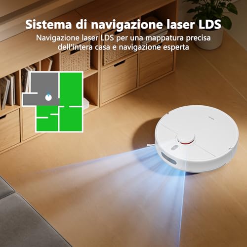 Xiaomi Robot Aspirapolvere S40C Con Navigazione Laser Lds, 5000Pa Aspirapolvere Robot E Lavapavimenti, Integra Di Spazzare, Aspirare, Lavare E Passare Il Panno, Vacuum Controllabile Tramite App E Voce - 3