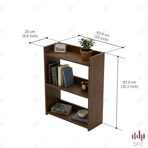 Image of DFC Element Crysta Shelf for Home, Living Room & Bedroom | Engineered Wood Storage Shelf with Open Display Design | Space Saving Organizer for Books, Decor & Daily Essentials (Espresso, 3 Level)