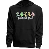 Ripple Junction Grateful Dead Adult Unisex Dancing Bears Pull Over Fleece Hoodie XL Black