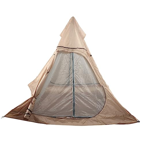 Carpa de camping estilo pirámide con toldo integrado