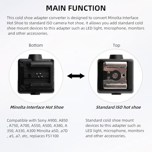 Adaptador de zapata con puerto PC Sync para conectar flashes a Sony A700 y A550 3