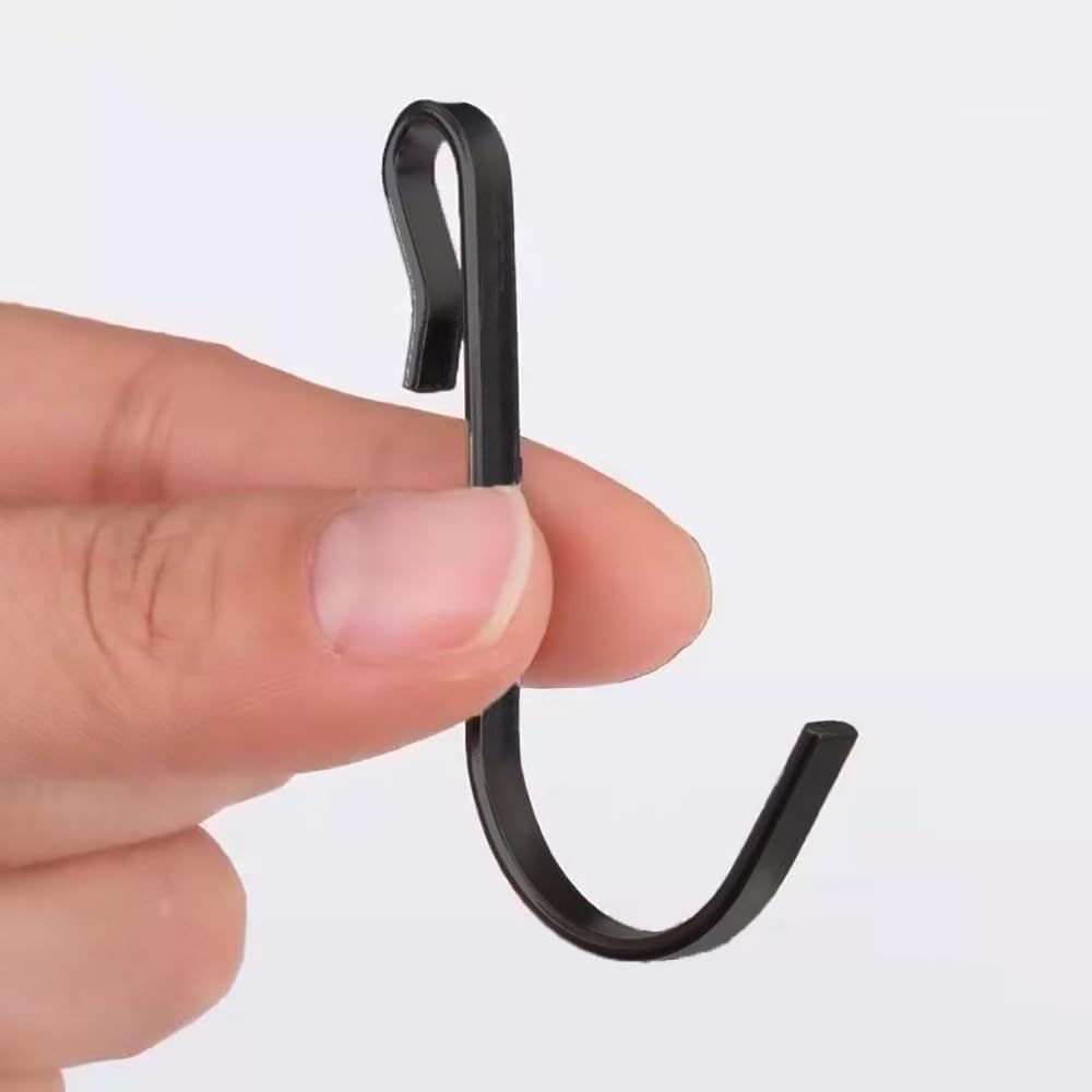 20 Pcs J Shaped Snap On Hook, Black Wire Rack Hook Stainless Steel, Wire Shelf Hooks, Hanger Clip-on J Hooks for Kitchen Bedroom Office Store Black