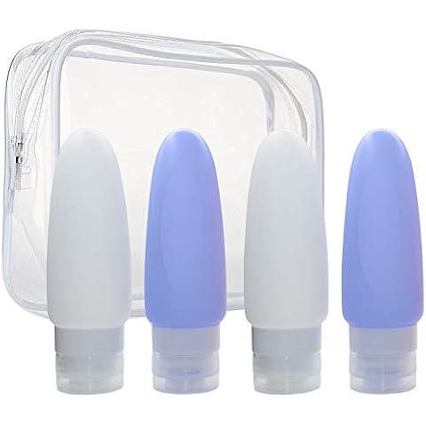 AKTOO Leak Proof Travel Bottles, TSA Approved Silicone Squeezable Shampoo Refillable Toiletry Cosmetic Container Cover