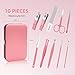 10 in 1 Manicure kit for Women Professional Pink Nail kit, Nail Care kit and Personal Toe Nail Clippers, Complete Manicure Set Women with Travel Beauty Tools Convenience Set