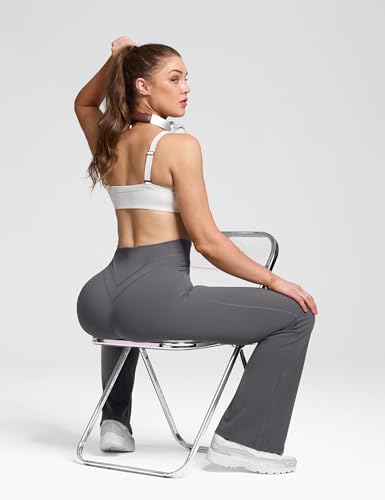 Olmlmt Flare Leggings for Women Butt Lifting - Crossover High Waisted Buttery Soft Gym Workout Yoga Pants