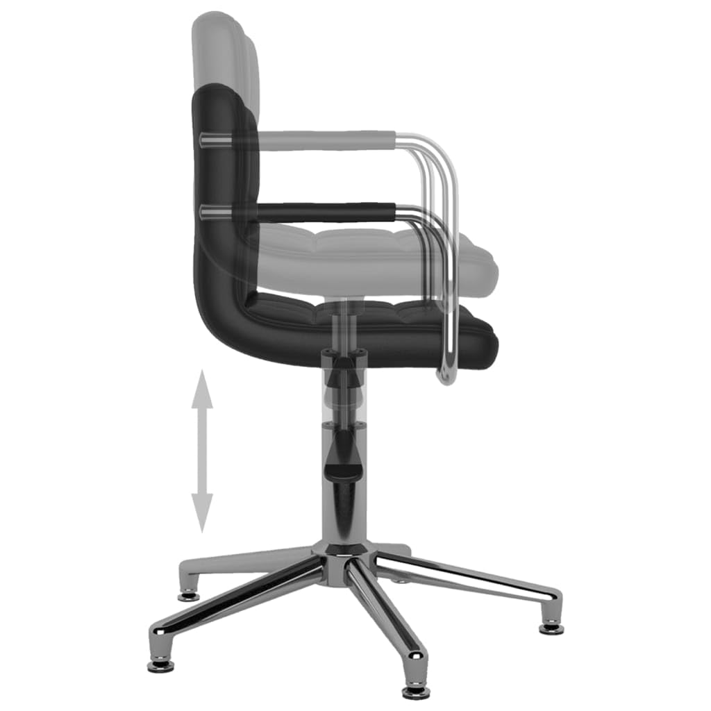Silla de oficina giratoria negra de piel sintética, altura regulable con muelle de gas, rotación de 360°, silla de escritorio ergonómica para oficina y juegos, estructura de acero cromado