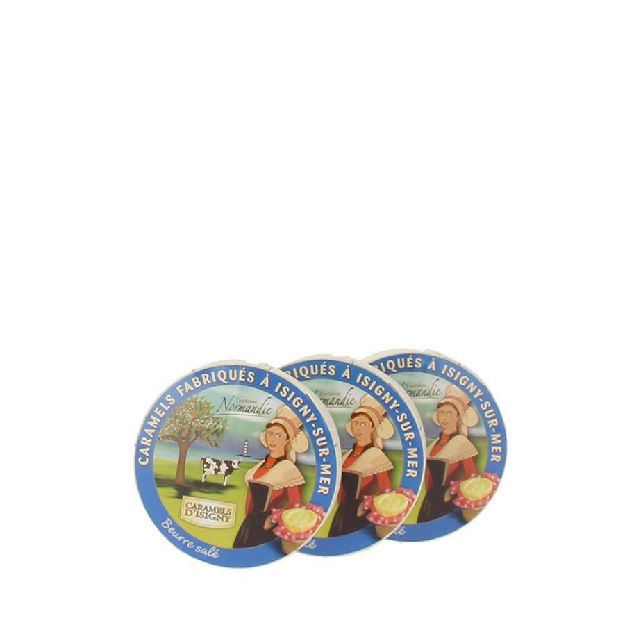 Caramels d'Isigny au Beurre Salé - Lot de 3 Boîtes Camembert 150g - Produits-Normandie