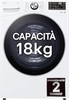 LG RH18U8AVCW Asciugatrice Smart 18kg, Classe A+++, Pompa di Calore DUAL Inverter, Motore Direct Drive, Intelligenza Artificiale AI Dry, Condensatore Autopulente, Wi-Fi, Serie U8, Bianca