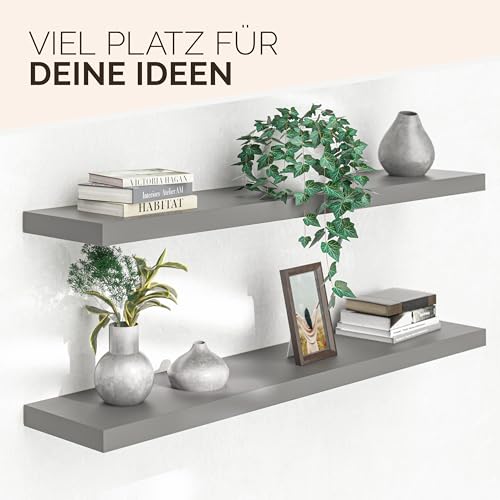 CASARIA Schweberegal 110 cm, grau, 15 kg, verdeckte Wandhalterung – Ansicht 4
