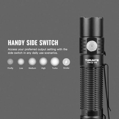 ThruNite TN12 V6 Tactical LED Flashlight, High 1950 Lumens Dual Switch, USB-C Rechargeable Flashlight Compact for EDC, Law Enforcement, and Outdoor Use (Cool White) - Image 4