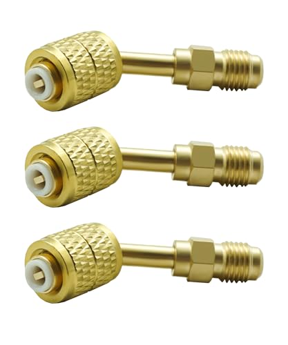 3Pcs Refrigerant Adapter Fits For R-32/R-454B A2L Refrigerant LH Tanks And RH Service Hose,45°1/4" Left-Hand Female To 1/4" Right-Hand Male Flare Fittings